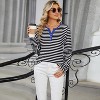 Clearlove 2025 Basic Tops for Women V Neck Long Sleeve Stripes Shirts Loose Tee Clothes - 4 of 4