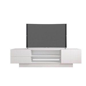Marble TV Stand for TVs up to 72" White - Nexera: Mid-Century Modern, Laminated Melamine Surface, Wood Composite Frame - 1 of 4