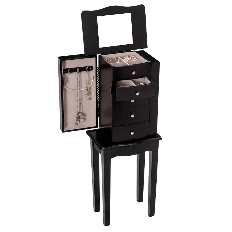 Tangkula 5-drawer  Armoire Cabinet Chest Box Jewelry Organizer w/ Mirror & Swing Doors, 2 of 9