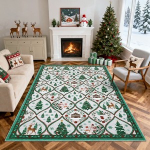 Christmas Rugs for Living Room Ultra-Soft Bedroom Carpet with Non-Slip Backing - 1 of 4