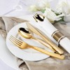 Itopfox 100-Pack Gold Plastic Silverware Set Disposable Cutlery with Forks, Knives, Spoons & Napkins, Elegant & Durable for Parties, Events, Banquets - 4 of 4