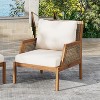 Christopher Knight Home Grania Patio Rattan and Acacia Wood Club Chair with Cushion, Brown/Cream - 2 of 4