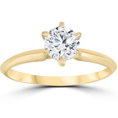 Pompeii3 14k Yellow Gold 3/4ct Round Solitaire Diamond Engagement Ring ...