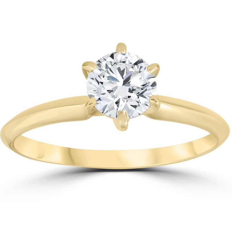 Pompeii3 14k Yellow Gold 3/4ct Round Solitaire Diamond Engagement Ring, 1 of 5