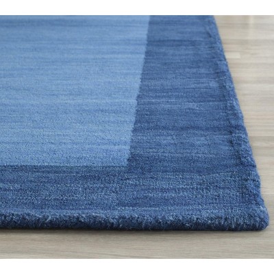 Handmade Light Blue and Dark Blue Wool Rug, 4' x 6'