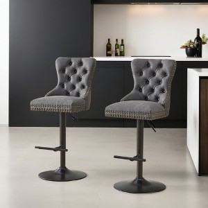Leovsnove Aged and Retro PU Swivel Barstools Adjusatble Seat Height from 26-33 Inch, Modern Bar Stools with Backs Comfortable Tufted,Set of 2 - 1 of 4