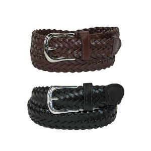 CTM Boys' Leather Adjustable Braided Dress Belt (Pack of 2 Colors) - 1 of 4