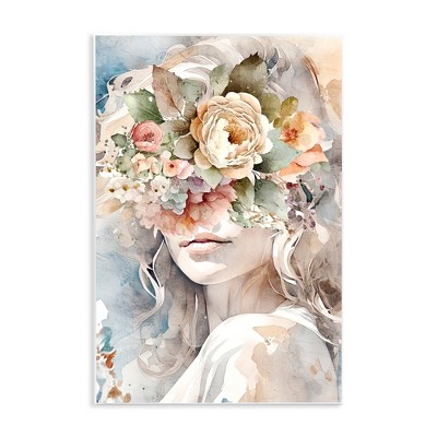 Stupell Industries Floral Portrait of Girl, 13" x 19"