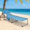 Gymax 1PCS/2PCS Outdoor Beach Lounge Chair Folding Chaise Lounge 5-Level Backrest Blue & Green/Blue/Turquoise/Gray/Black/Beige/Pink/Hot Pink - 3 of 4