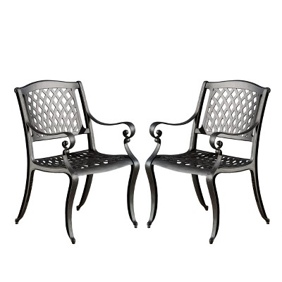 NicBex Set of 2 Outdoor Dining Chair,Patio Dining Chairs with Traditional Design,Aluminum Chairs Suitable for Patio,Garden,Black