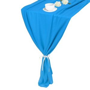 Unique Bargains  Light Elegant Romantic Chiffon Table Runner 27.5" x 118" 2 Pcs - 1 of 4