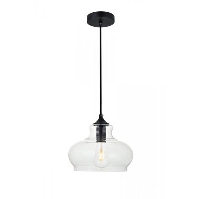 Elegant Lighting Destry 1 Light Black Pendant With Clear Glass