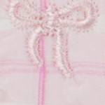 pink clutch checkered bow embroidery large