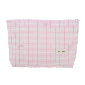 Unique Bargains Lightweight Clutch Plaid Bow Embroidery Makeup Bag 1 Pc - 1 of 4