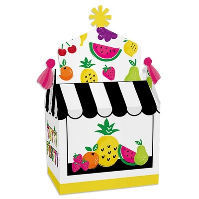 Big Dot of Happiness Tutti Fruity - Treat Box Party Favors - Frutti Summer Baby Shower or Birthday Party Goodie Gable Boxes - Set of 12