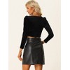 INSPIRE CHIC Women's Cropped Puff Long Sleeve Casual Square Neck Velvet Blouse - 3 of 4