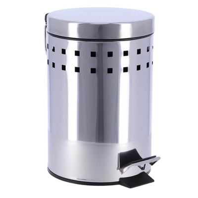 Evideco French Home Goods Round Metal Small Step Trash Can with Lid Waste Bin 3-liters-0.8-gal.