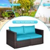 Tangkula 4PCS Rattan Corner Sofa Set Patio Outdoor Furniture Set w/ Blue Cushions - 4 of 4