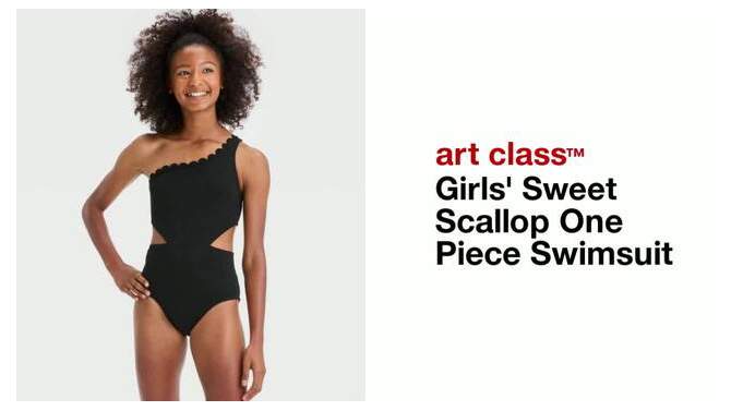 Girls&#39; Sweet Scallop One Piece Swimsuit - art class&#8482;, 2 of 5, play video