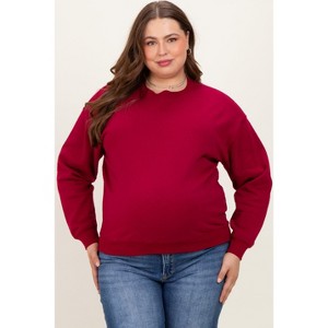 Pinkblush Burgundy Basic Fleece Crewneck Maternity Sweatshirt - 1 of 3