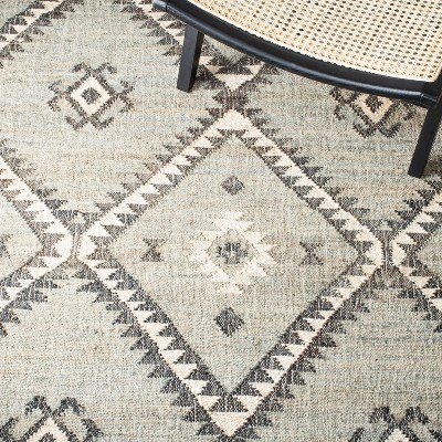 Handmade Blue and Black Wool Kilim Area Rug