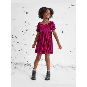 The Children's Place Girls Three Quarter Sleeve Floral Velour Corset Dress - 1 of 4
