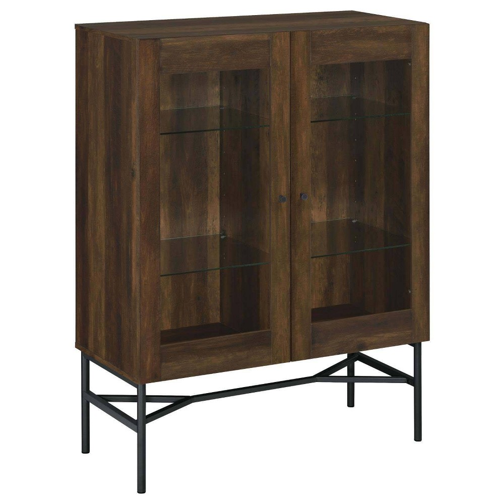 Photos - Wardrobe Coaster Bonilla Farmhouse 2 Door Wood Accent Cabinet with Glass Shelves Da