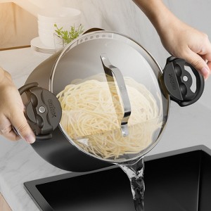 JoyTable Pasta Pot with Strainer Lid - 5 Quart Nonstick Ceramic Stainless Steel Pot with Twist & Lock Handles - 1 of 4