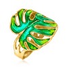 Ross-Simons Italian Green Enamel Monstera Leaf Ring in 14kt Yellow Gold Size 5 - 3 of 4