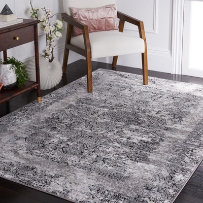 Amelia Grey and Charcoal Abstract Square Area Rug