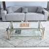 47" Wide Rectangle Modern Stainless Steel Coffee Table with Double-Layer Tempered Glass and Storage, Easy Assembly - 3 of 4