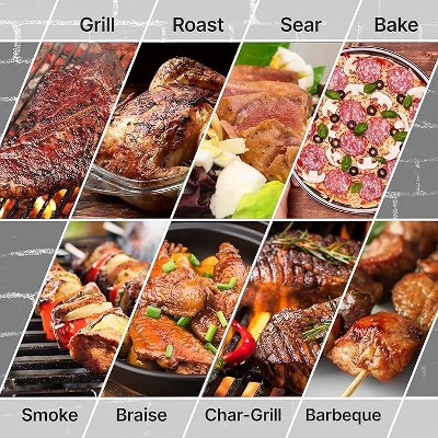 Portable Black Stainless Steel Charcoal Grill with Smoker