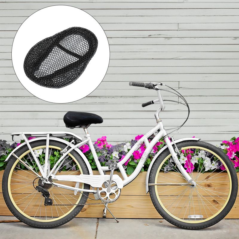 Unique Bargains Bike Bicycle Saddle Seat Cover Comfort Pad Padded Soft 3D Grid 8.86"x6.69", 3 of 7