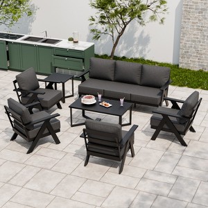 EAGLE PEAK Urban Slate 7 Piece Modern Outdoor Patio Furniture Set, Couch, Patio Chairs, Coffee Table, and Side Table - 1 of 4