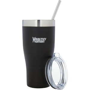 Healthy Human Stainless Steel Tumbler with Straw & Lid | (32oz, Pure Black) - 1 of 4