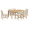 Homy Casa 7-Piece Wooden Dining Table Set with 6 Upholstered Chairs, Natural Finish - 2 of 4
