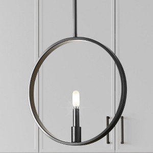 Urban Ambiance Luxury Modern Farmhouse Indoor Pendant,  15-1/2''H x 1-3/8"W x 15''D,  Matte Black Finish, UHP4487 - 1 of 4