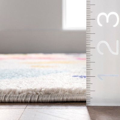 Multicolor Handprint Round Synthetic Kids Rug