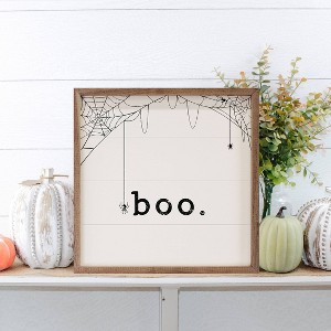 Kendrick Home Black Boo Spiderweb Wall Art White - 1 of 4