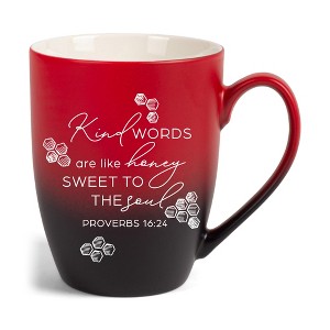 Elanze Designs Kind Words Are Like Honey Sweet To The Soul Two Toned Ombre Matte Red and Black 12 ounce Ceramic Stoneware Coffee Cup Mug - 1 of 4