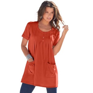 Roaman's Women's Plus Size Two Pocket Soft Knit Tunic - 1 of 4
