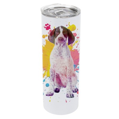 100 North 20 Ounce Stainless Steel On the Go Travel Tumbler With Push Top Lid, English Pointer Paint Splatter