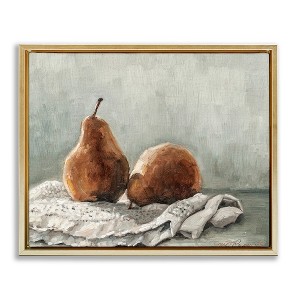 Stupell Industries Pears on Blanket Painting Floating Frame Canvas Art - 1 of 4