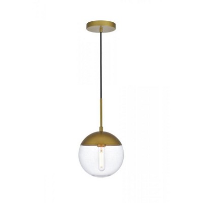 Elegant Lighting Eclipse 1 Light Brass Pendant With Clear Glass