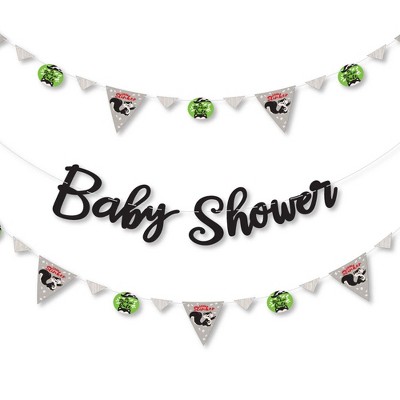 Big Dot of Happiness Little Stinker - Woodland Skunk Baby Shower Letter Banner Decoration - 36 Banner Cutouts and Baby Shower Banner Letters