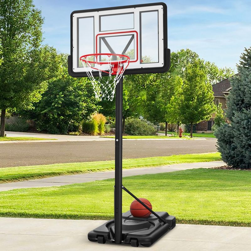 Best Choice Products Adjustable Regulation-Size Basketball Hoop, Portable Sport System w/ Fillable Base, 2 Wheels - Clear, 1 of 10
