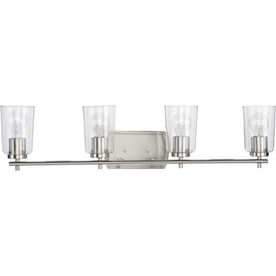 Adley Brushed Nickel 4-Light Bath Vanity with Clear Glass Shades