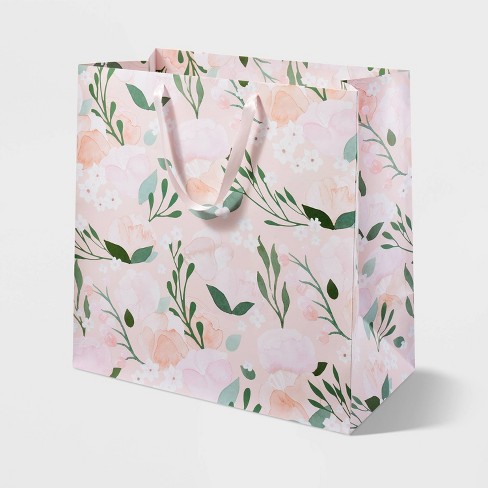 Pink and white Floral Gilded Flower Blooms Gift Wrap Wrapping Paper-15ft  Roll w. Gift Labels