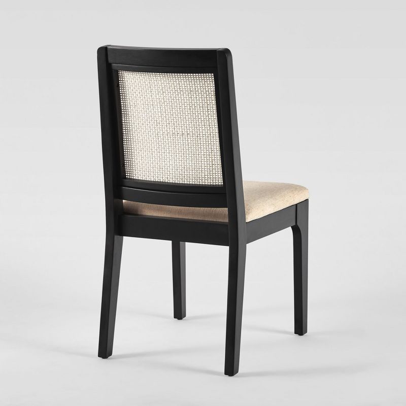 Set of 2 Solid Wood with Rattan Inset Dining Chair Black - Saracina Home, 5 of 12
