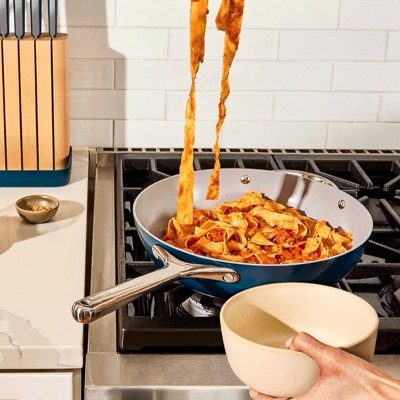Cream Ceramic Nonstick 12" Stir Fry Pan with Stainless Steel Handles
